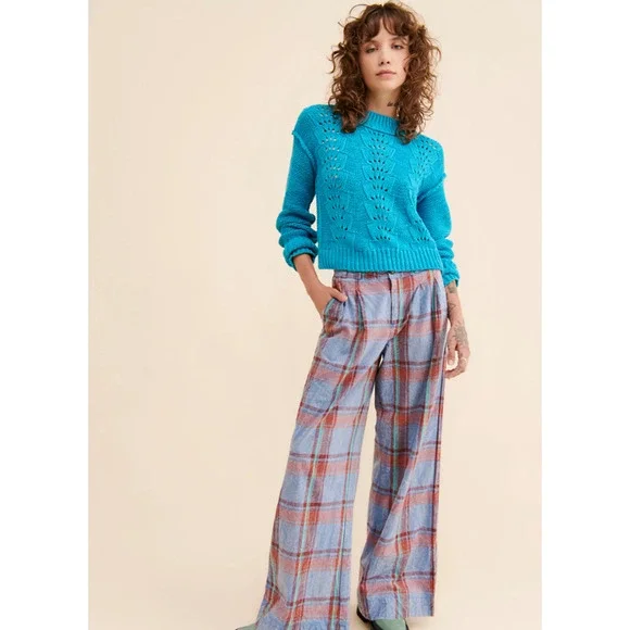 Free People Blue Bell Song Pullover Knit Cropped Sweater - Picture 1 of 12